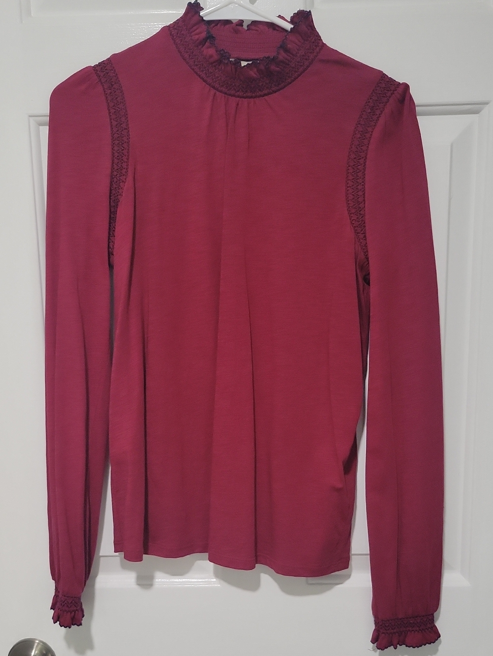 Boden Burgundy Long Sleeve Mock Neck Top